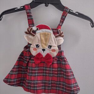 Christmas Reindeer Suspender Dress For Little Girls